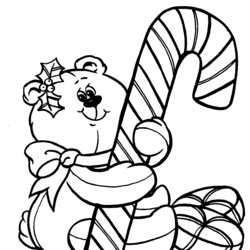 Champion Christmas Coloring Pages Kids Printable Cane Candy Xmas Teddy Bear Central Cute Holiday Printouts