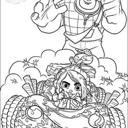 Supreme Wreck It Ralph Coloring Pages In Car Free Printable Adults Kids