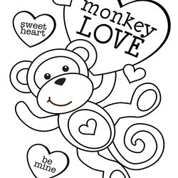 Delightful Valentine Coloring Sheets For Preschoolers Pages Kids Valentines Color Children Monkey Unicorn