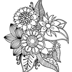 Preeminent Summer Flowers Coloring Page For Adults Pages Printable Com Flower Adult Print Book Look Other