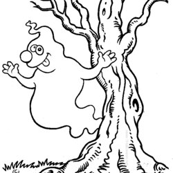 Free Printable Ghost Coloring Pages For Kids Cute Scary Halloween Monster Tree Para Color Very Library
