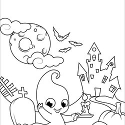 Super Cute Halloween Ghost Coloring Pages File