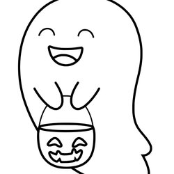 Cute Cartoon Ghost Adorable Halloween Kids Coloring Page Printable
