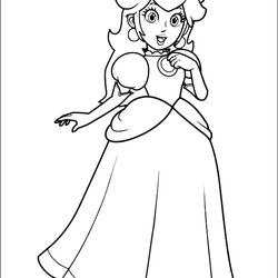 Super Drawing Of The Princess Daisy Di Mario Coloring Page