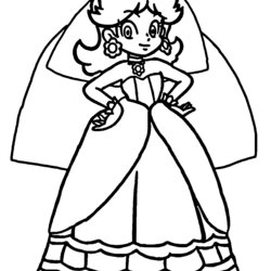 Champion Princess Peach Daisy Coloring Pages Free Printable Wedding Dress