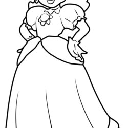 Superlative Princess Daisy Coloring Page Free Super Mario Pages Kart Peach Color Print Sheets Drawing Baby