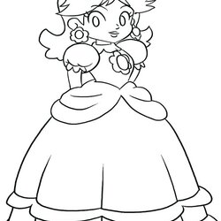 Supreme Princess Daisy Coloring Pages At Free Download Mario Bros Peach Printable Colouring Print Drawing