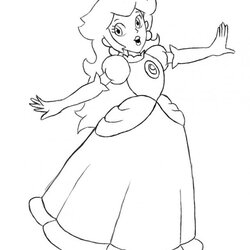 Princess Daisy Coloring Pages Home Peach Mario Draw Printable Kart Drawings Drawing Kids Baby Print Luigi