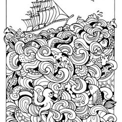 Out Of This World Hard Coloring Pages For Adults Adult Colouring Color Sea Printable Nautical Whimsical
