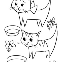 Cute Cat Coloring Pages Home Kids Two Little Popular Printable