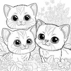 Eminent Coloring Pages Of Cute Cats For Kids