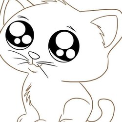 Super Cute Cat Coloring Pages To Print Home Kitty Kids Popular Adults