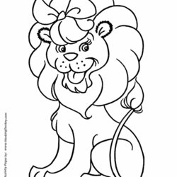 Worthy Coloring Pages Free Printable Lion Page Sheet Cute Kids Christmas Print Colour Animal Sheets Color