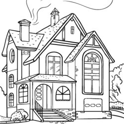 Printable House Coloring Page Free Download At Pages Houses Clip Villa Adult Drawing Kids Colouring