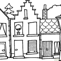 Admirable Home View Coloring Page Free Houses Pages House Colouring Printable Sheets Kids