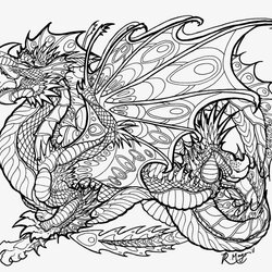 Tremendous Coloring Pages For Adults Difficult Dragons Gallery Mythical Dragon Transparent