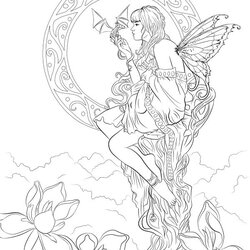 Admirable Mythical Creatures Coloring Pages At Free Printable Fantasy Dragon Mystical Elf Fairy Adult