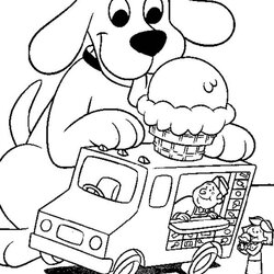 High Quality Clifford Coloring Pages To Print Free The Big Red Dog Like Ice On Top Of Car Page