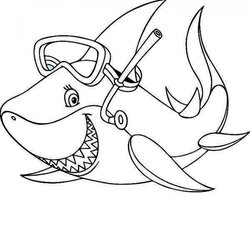 Get This Baby Shark Coloring Pages Mouth Open Printable Drawing Cool Snorkeling Gear Print Kids Cartoon Color