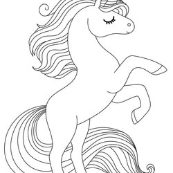 Very Good Free Printable Unicorn Color Pages Standing With Rainbow Tail
