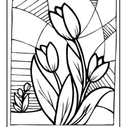Preeminent Stained Glass Coloring Pages For Adults Best Kids Patterns Tempera Tulips Watercolor Tulip File