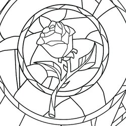 Admirable Coloring Pages That Look Like Stained Glass At Free Beast Rose Beauty Window Drawing Mosaic