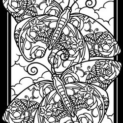 Get This Free Stained Glass Coloring Pages Adult Printable Adults Window Butterflies Easter Butterfly Books