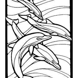 Stained Glass Coloring Pages For Kids At Free Dolphins Animals Color Style Print Adult Simple Printable