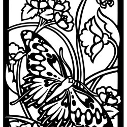 Spiffing Stained Glass Coloring Pages Free At Butterfly Dover Color Easy Printable Drawings Publications