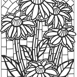 Magnificent Stained Glass Coloring Pages For Adults Best Kids Mosaic Flower Mosaics Book Mystery Animal Adult