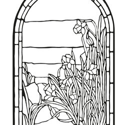 Superb Stained Glass Coloring Pages For Adults Best Kids Adult Tiffany Cards Of