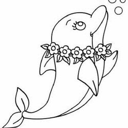 Fine Free Easy To Print Dolphin Coloring Pages Flower