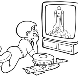 Excellent Coloring Pages Home Television Boy Popular Sofa