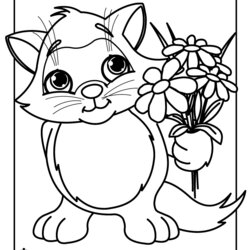 Splendid Printable Spring Coloring Pages Kindergarten Home Kitten Color Cute Baby Print Kids Sheets Animal