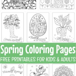 Spring Coloring Pages Free Printable Color Kids Animals Flowers Easy Adults Rainy Homemade Gifts Made Cute