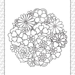 Printable Cute Flowers Coloring Page