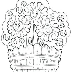 Smashing Cute Flower Coloring Pages At Free Printable Summer Garden Flowers Color Preschool Colouring Sheet