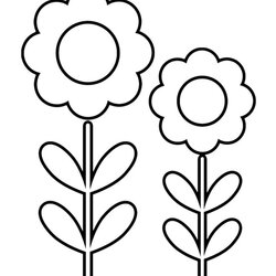 Simple Flower Coloring Page Cute Seniors Toddlers Easy To Color Flowers For Kids
