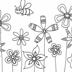 Superb Cute Flower Coloring Pages At Free Printable Flowers Kids Drawing Step Preschoolers Spring Drawings