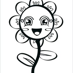 Very Good Cute Flower Coloring Pages At Free Printable Kids Cartoon Easy Color Library Snails