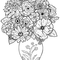 Tremendous Flower Bouquet Flowers Kids Coloring Pages Color Print Simple For