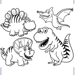 Fine Dinosaur Coloring Pages Cartoon Kids Dinosaurs Cute Printable Color Worksheets Print Reading Book Math