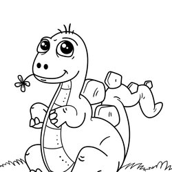 Preeminent Cute Dinosaur Coloring Pages For Kids At Free Printable Color Dinosaurs