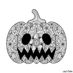 Admirable Halloween Scary Pumpkin Adult Coloring Pages Drawn Illustration Style By