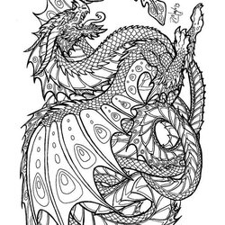 Admirable Dragon Coloring Pages For Adults Printable Adult Dragons Color Bright Colors Favorite Choose