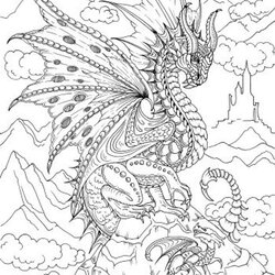 The Highest Standard Dragons Printable Adult Coloring Page From Book Dragon Pages Adults Sheets Fairy Kids