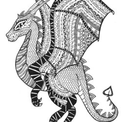 Preeminent Dragon Coloring Pages For Adults Best Kids Adult Zen Page