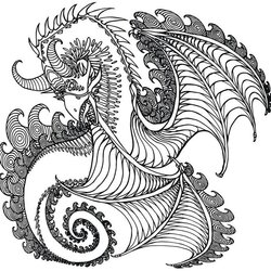 Brilliant Dragon Coloring Pages For Adults Fantasy Mandala
