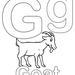 The Letter Is For Goat Coloring Page With An Animal On Side