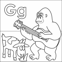 Marvelous Letter Coloring Page Pages Alphabet Gorilla Goat Guitar Phonics Sheets Jolly